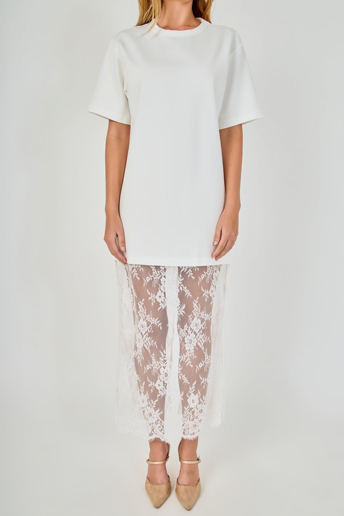Endless Rose Recommended | Mix Media T-Shirt Lace Maxi Dress