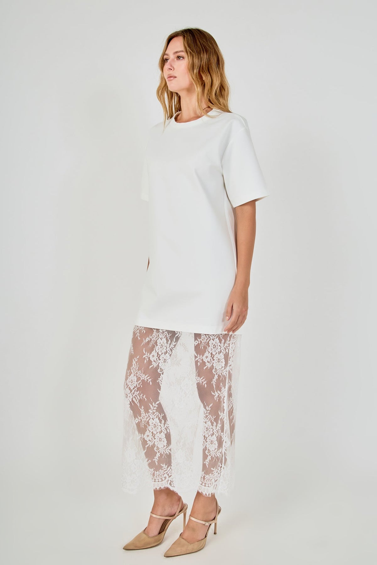 Endless Rose Recommended | Mix Media T-Shirt Lace Maxi Dress