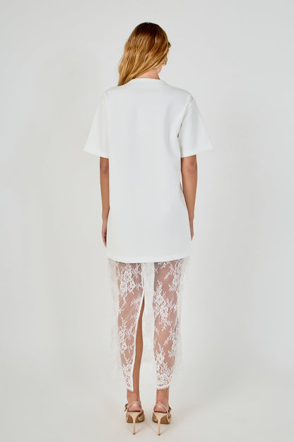 Endless Rose Recommended | Mix Media T-Shirt Lace Maxi Dress