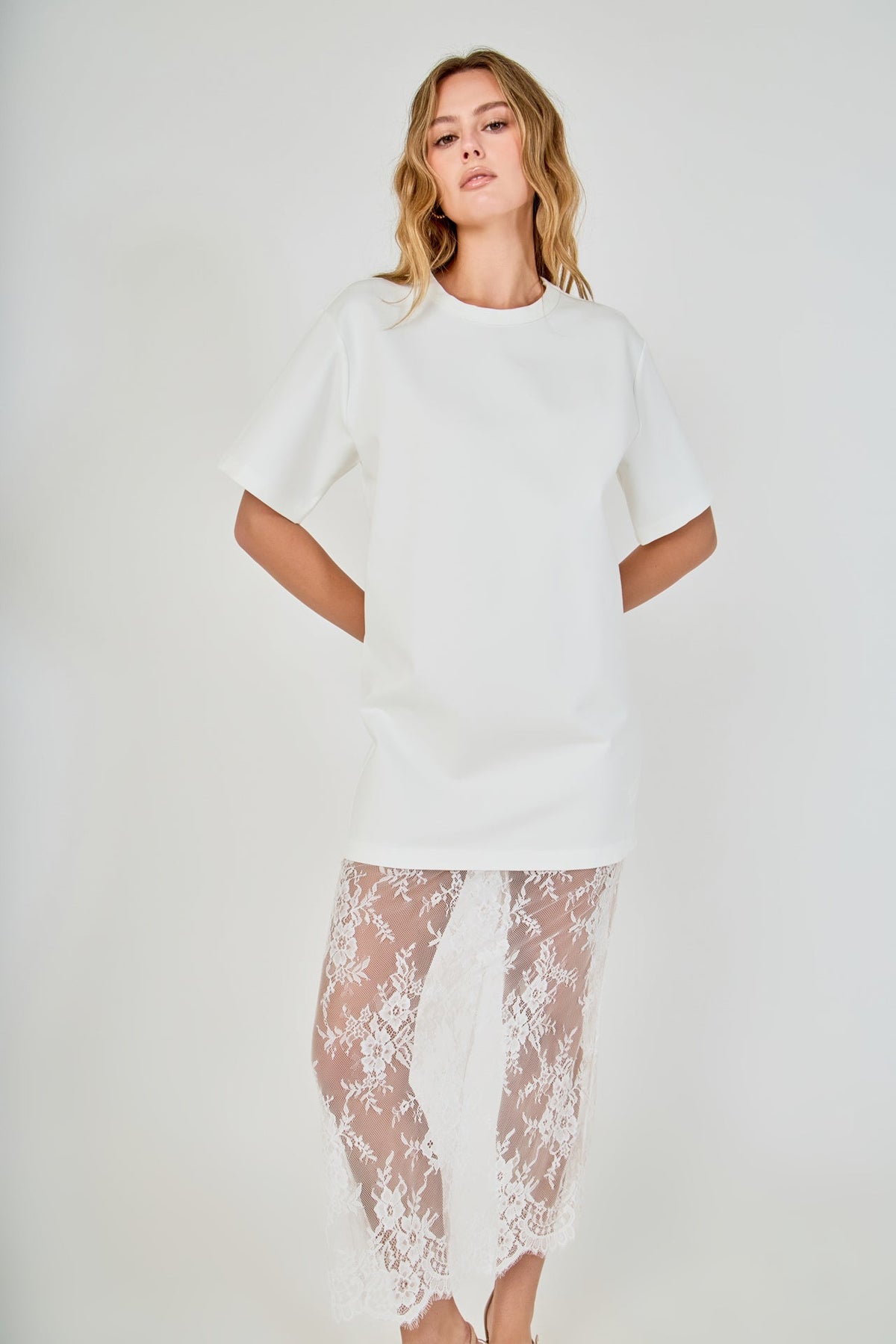 Endless Rose Recommended | Mix Media T-Shirt Lace Maxi Dress