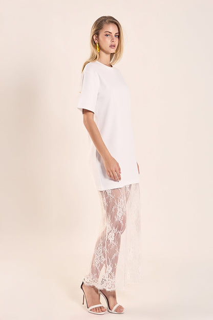 Endless Rose Recommended | Mix Media T-Shirt Lace Maxi Dress