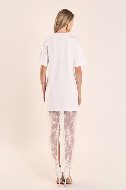 Endless Rose Recommended | Mix Media T-Shirt Lace Maxi Dress