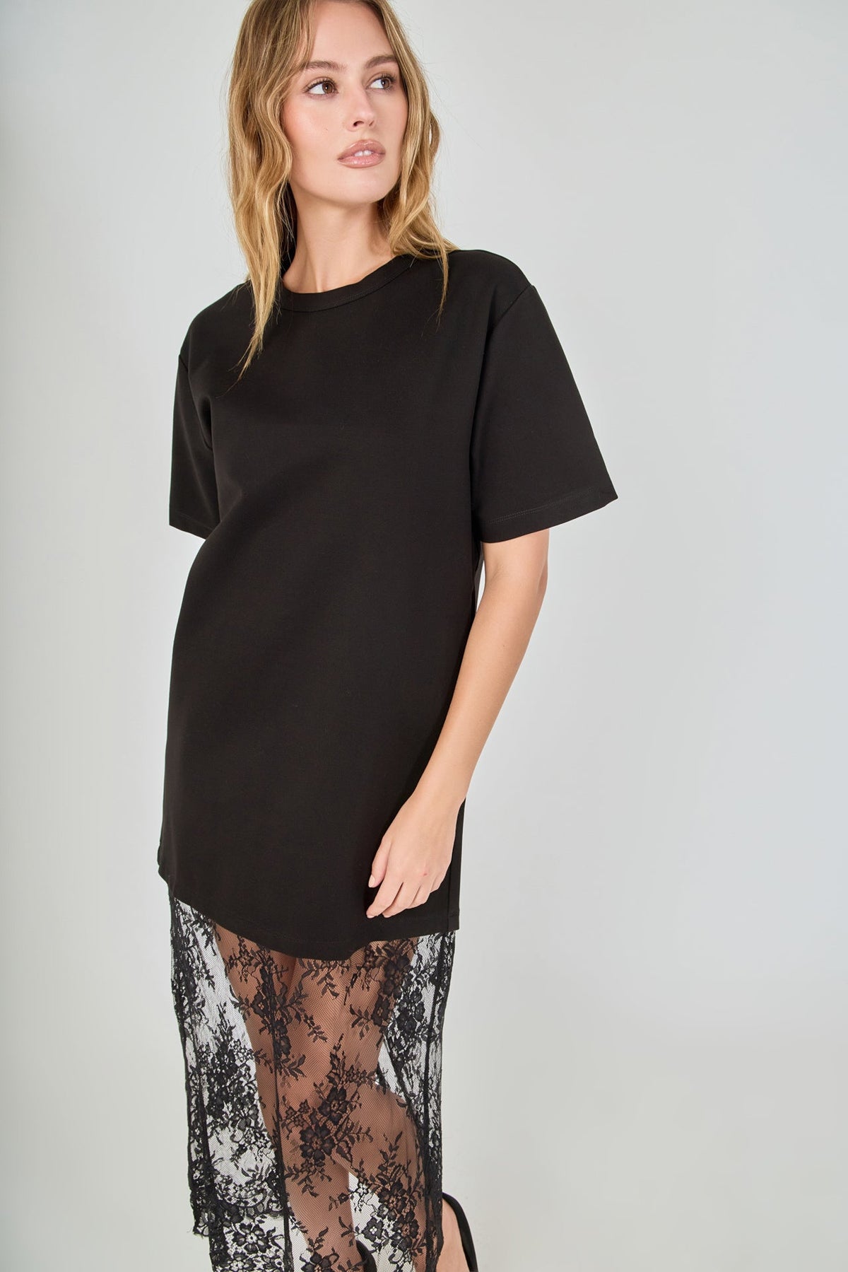 Endless Rose Recommended | Mix Media T-Shirt Lace Maxi Dress