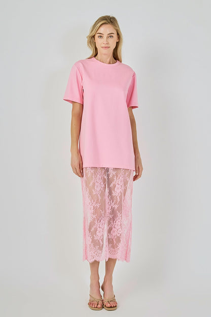Endless Rose Recommended | Mix Media T-Shirt Lace Maxi Dress