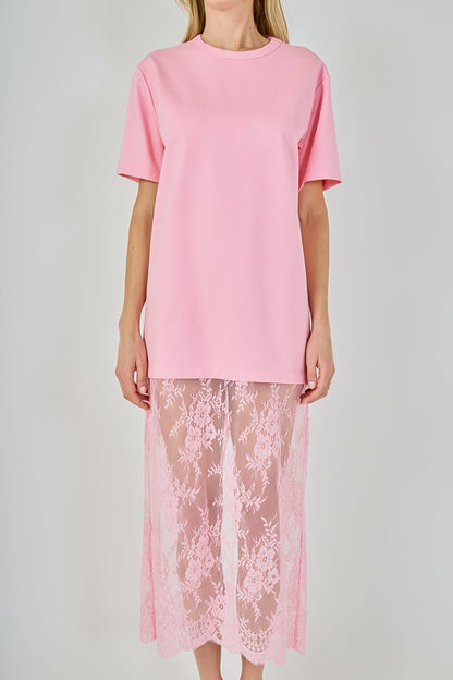 Endless Rose Recommended | Mix Media T-Shirt Lace Maxi Dress