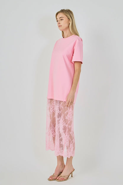 Endless Rose Recommended | Mix Media T-Shirt Lace Maxi Dress