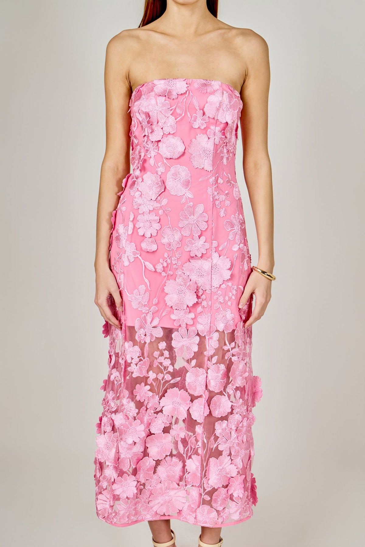 Endless Rose Quality | Strapless Floral Embroidered Maxi Dress