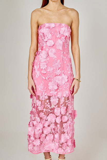 Endless Rose Quality | Strapless Floral Embroidered Maxi Dress