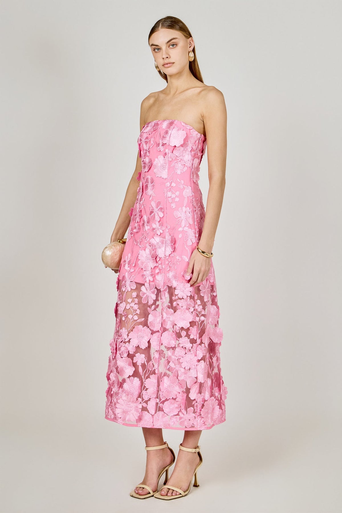 Endless Rose Quality | Strapless Floral Embroidered Maxi Dress