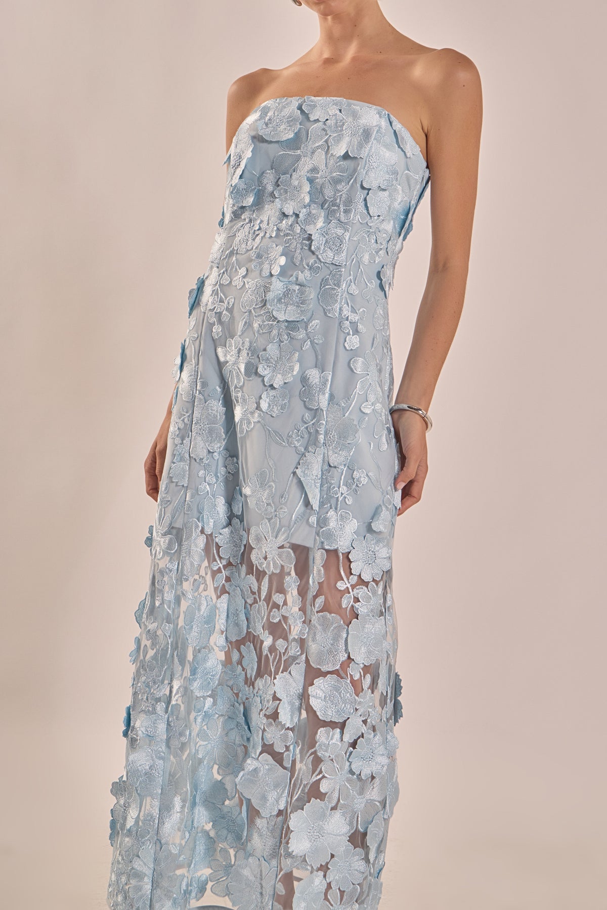 Endless Rose Quality | Strapless Floral Embroidered Maxi Dress