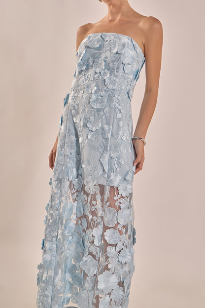 Endless Rose Quality | Strapless Floral Embroidered Maxi Dress