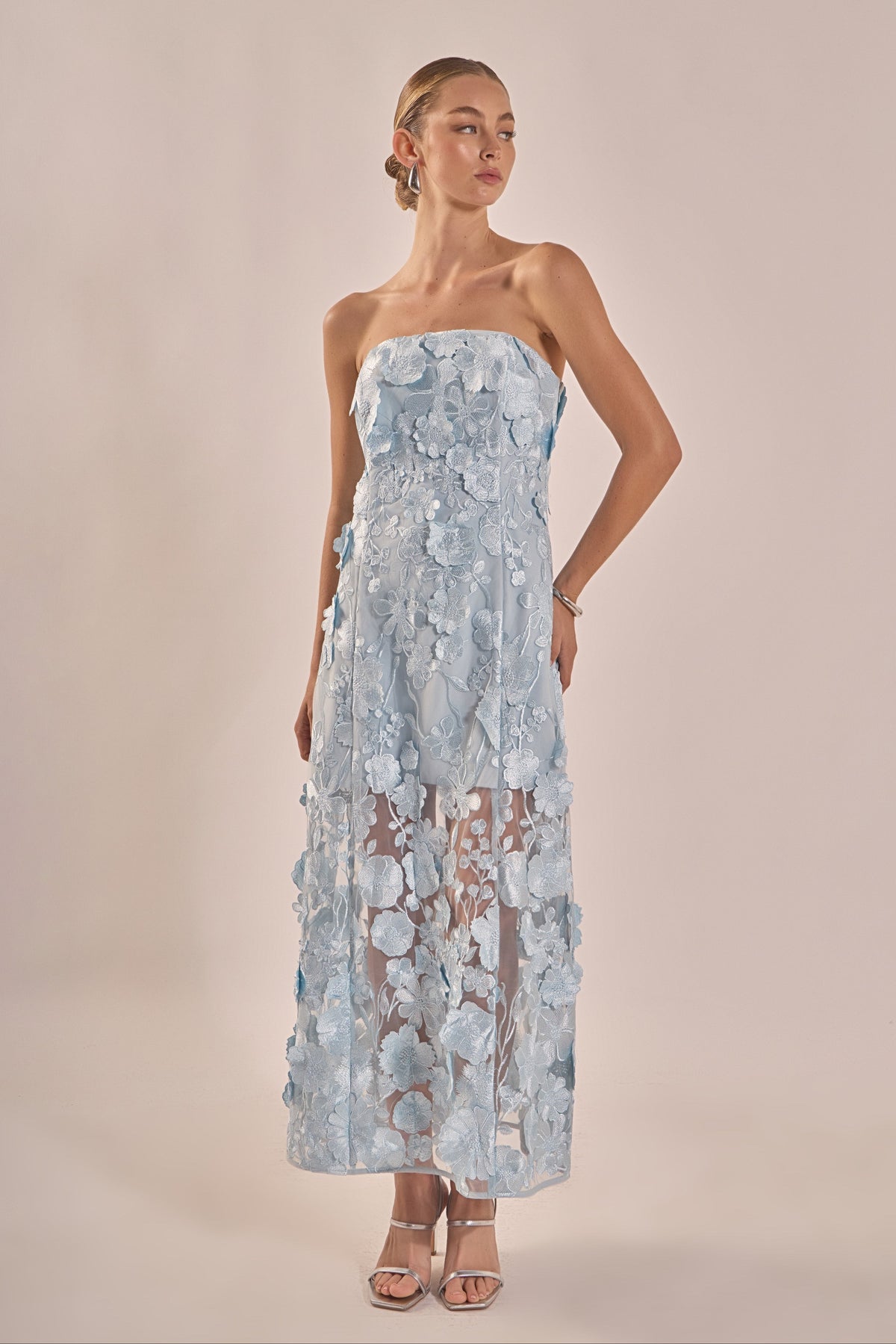 Endless Rose Quality | Strapless Floral Embroidered Maxi Dress