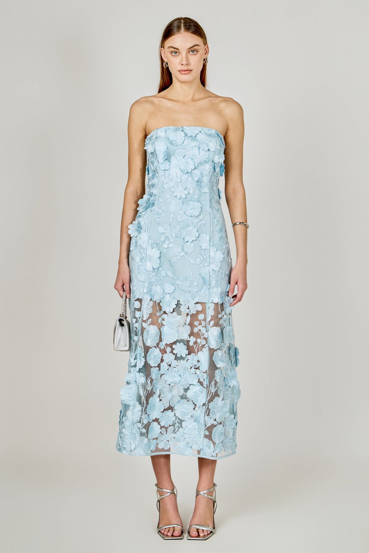 Endless Rose Quality | Strapless Floral Embroidered Maxi Dress