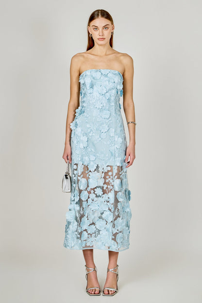 Endless Rose Quality | Strapless Floral Embroidered Maxi Dress