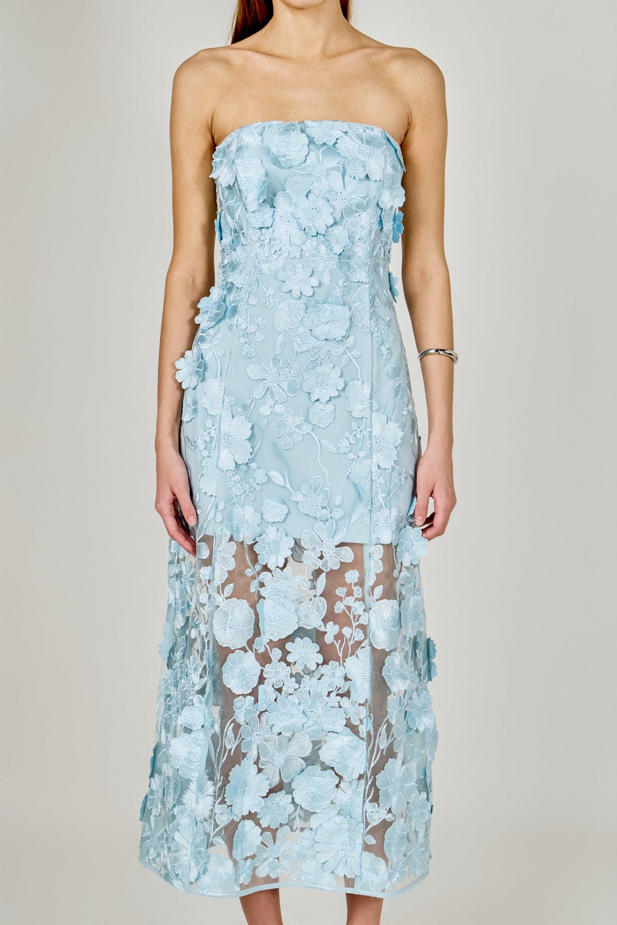 Endless Rose Quality | Strapless Floral Embroidered Maxi Dress