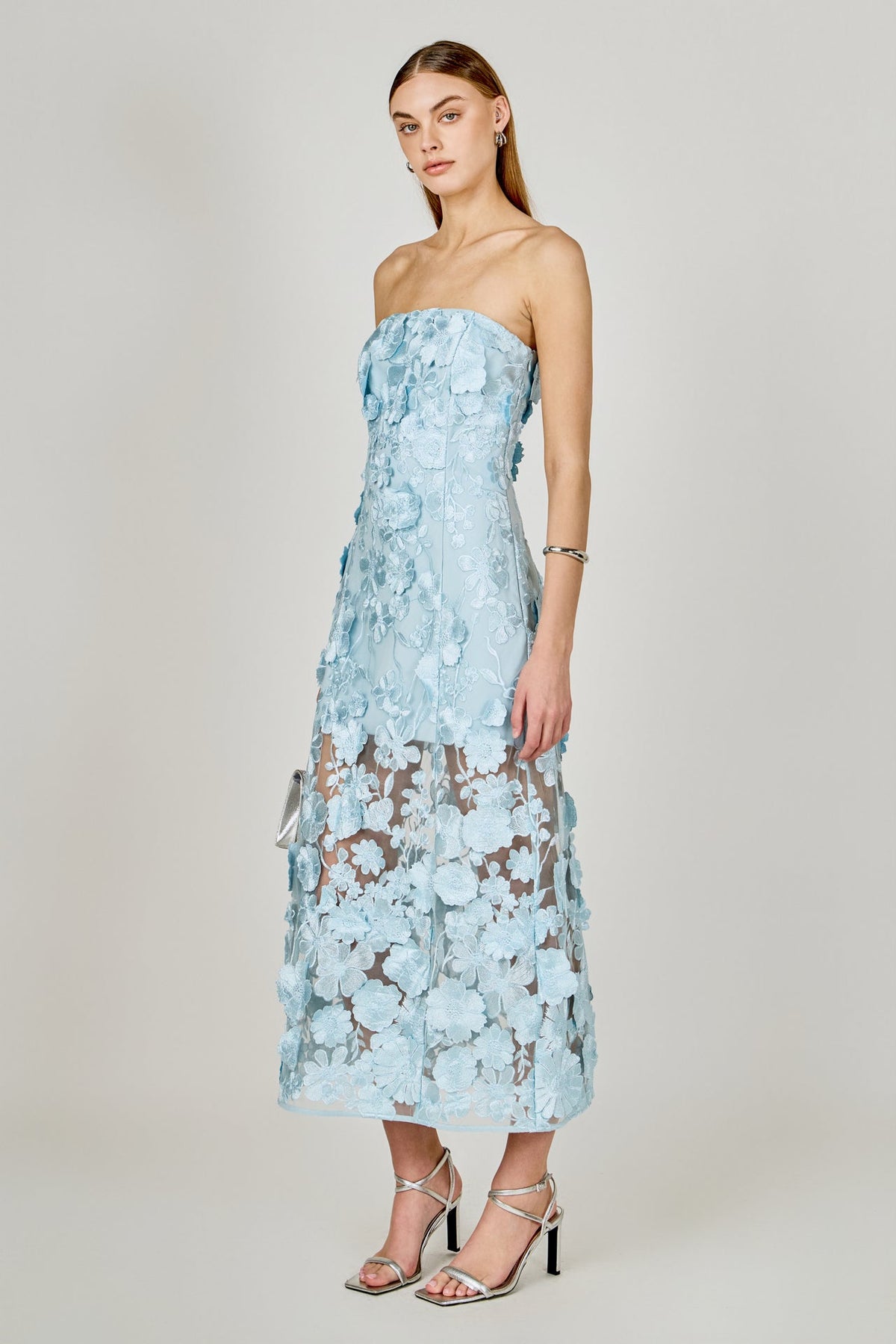 Endless Rose Quality | Strapless Floral Embroidered Maxi Dress
