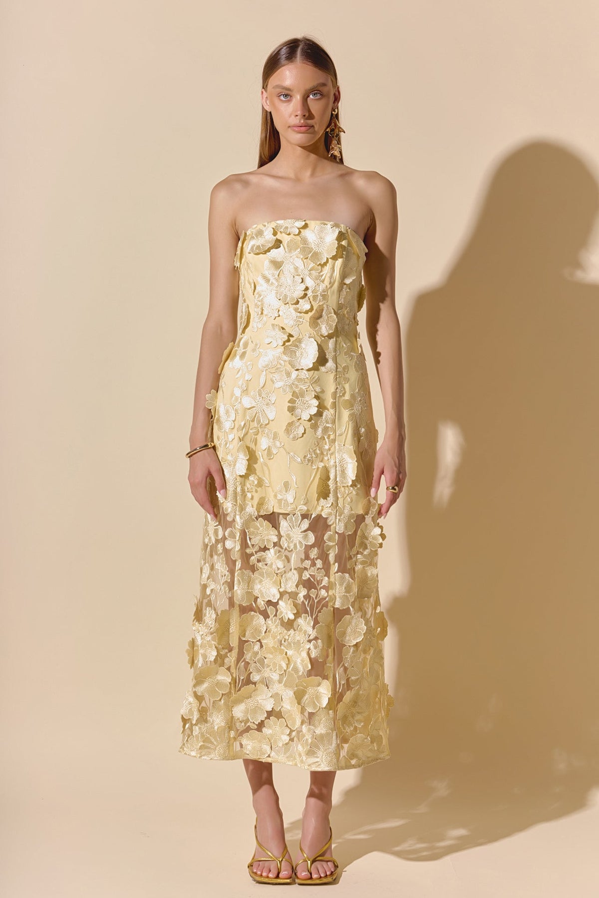 Endless Rose Quality | Strapless Floral Embroidered Maxi Dress