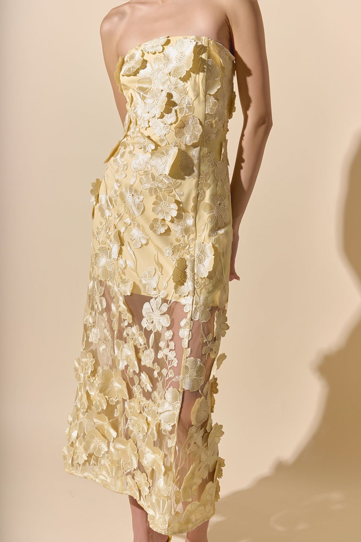 Endless Rose Quality | Strapless Floral Embroidered Maxi Dress