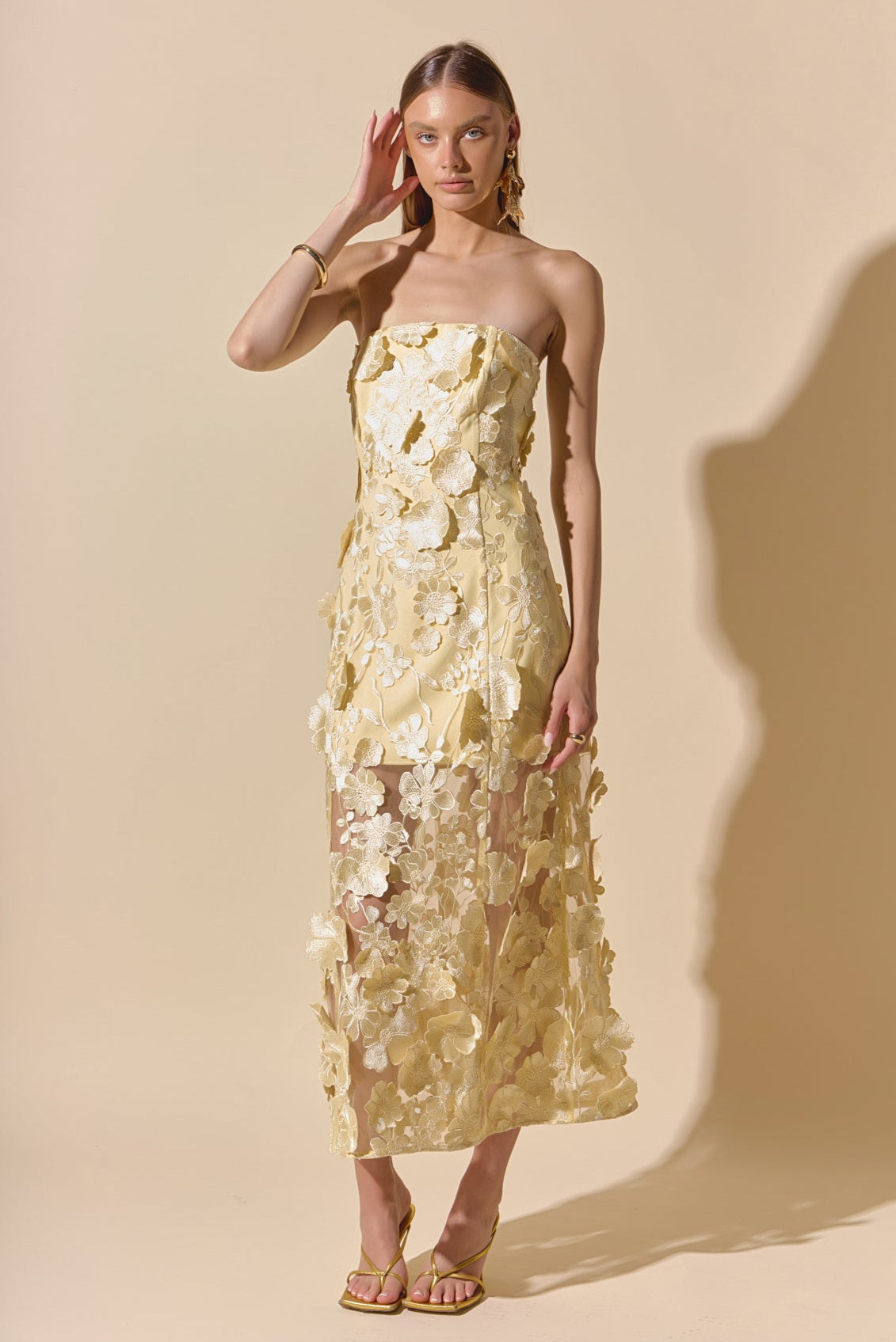 Endless Rose Quality | Strapless Floral Embroidered Maxi Dress