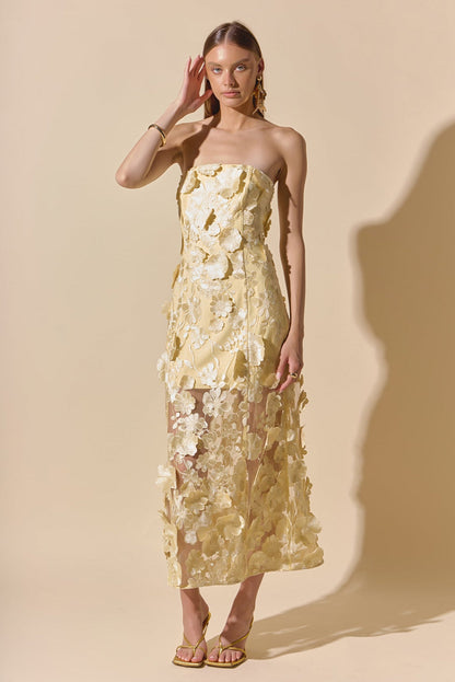 Endless Rose Quality | Strapless Floral Embroidered Maxi Dress