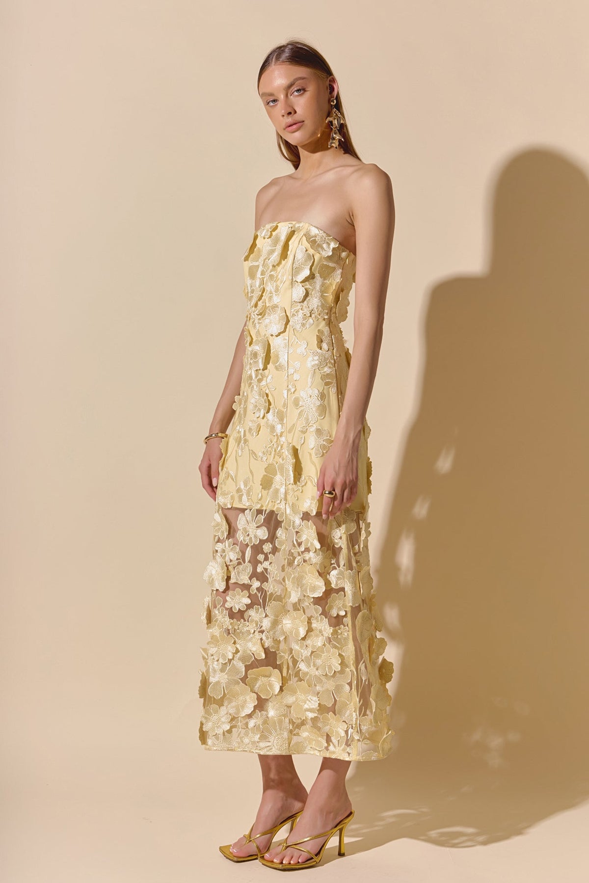 Endless Rose Quality | Strapless Floral Embroidered Maxi Dress
