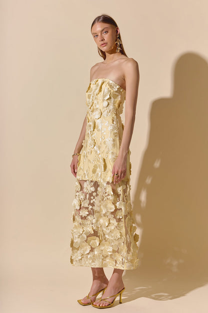 Endless Rose Quality | Strapless Floral Embroidered Maxi Dress