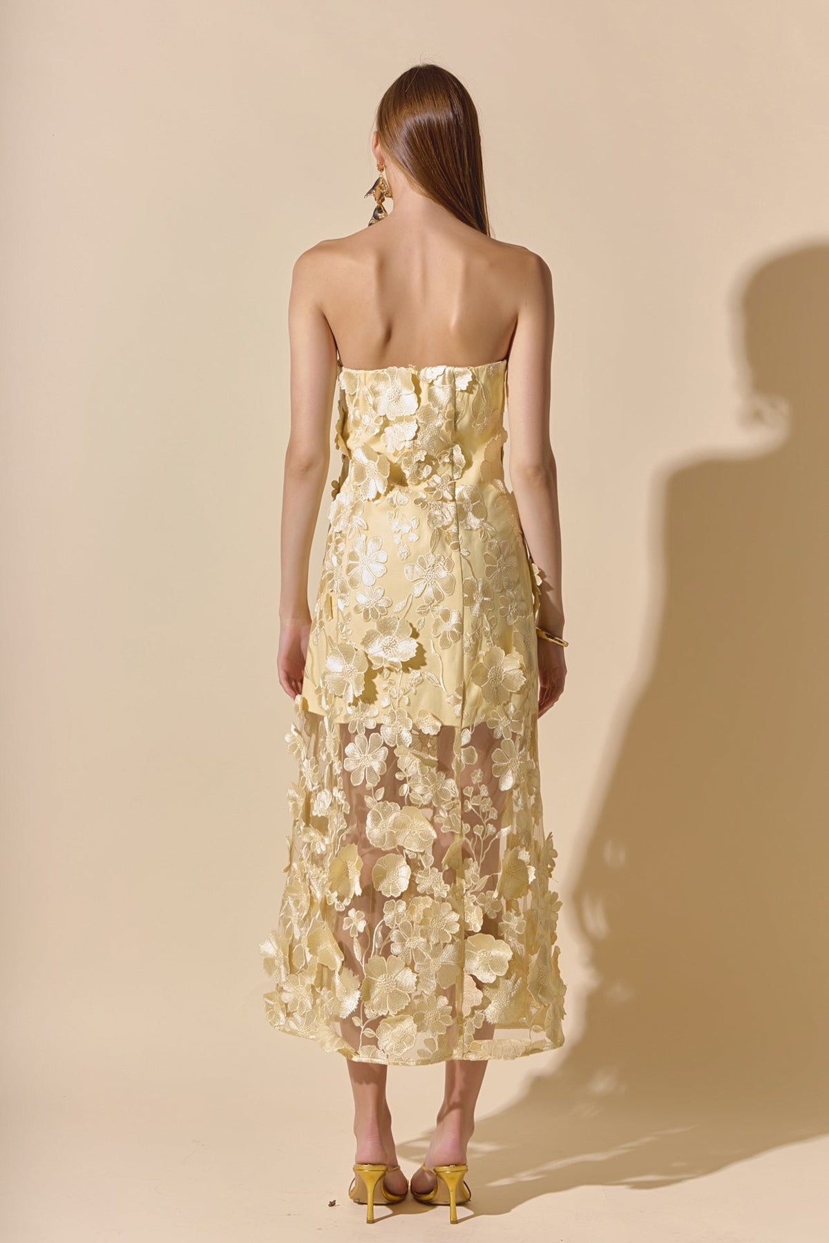 Endless Rose Quality | Strapless Floral Embroidered Maxi Dress