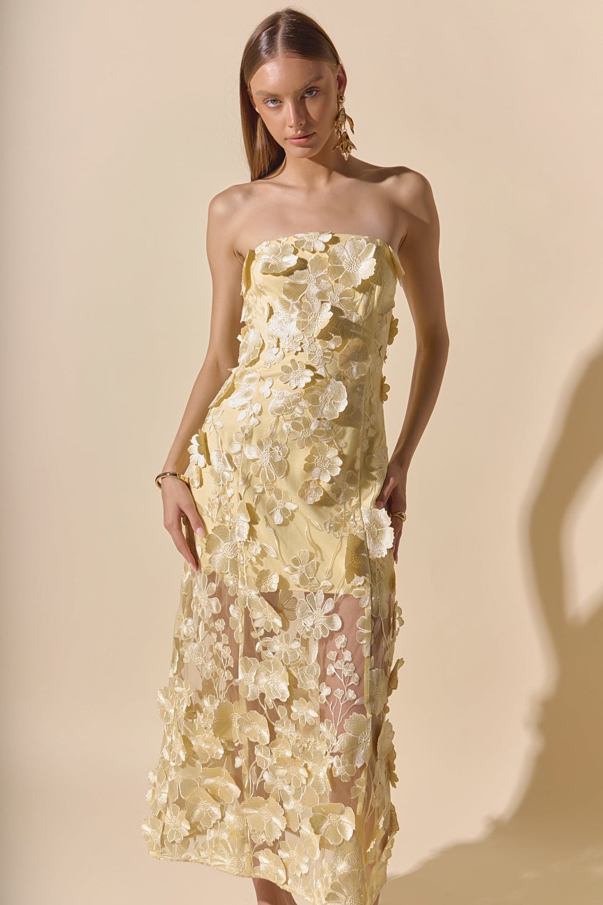 Endless Rose Quality | Strapless Floral Embroidered Maxi Dress