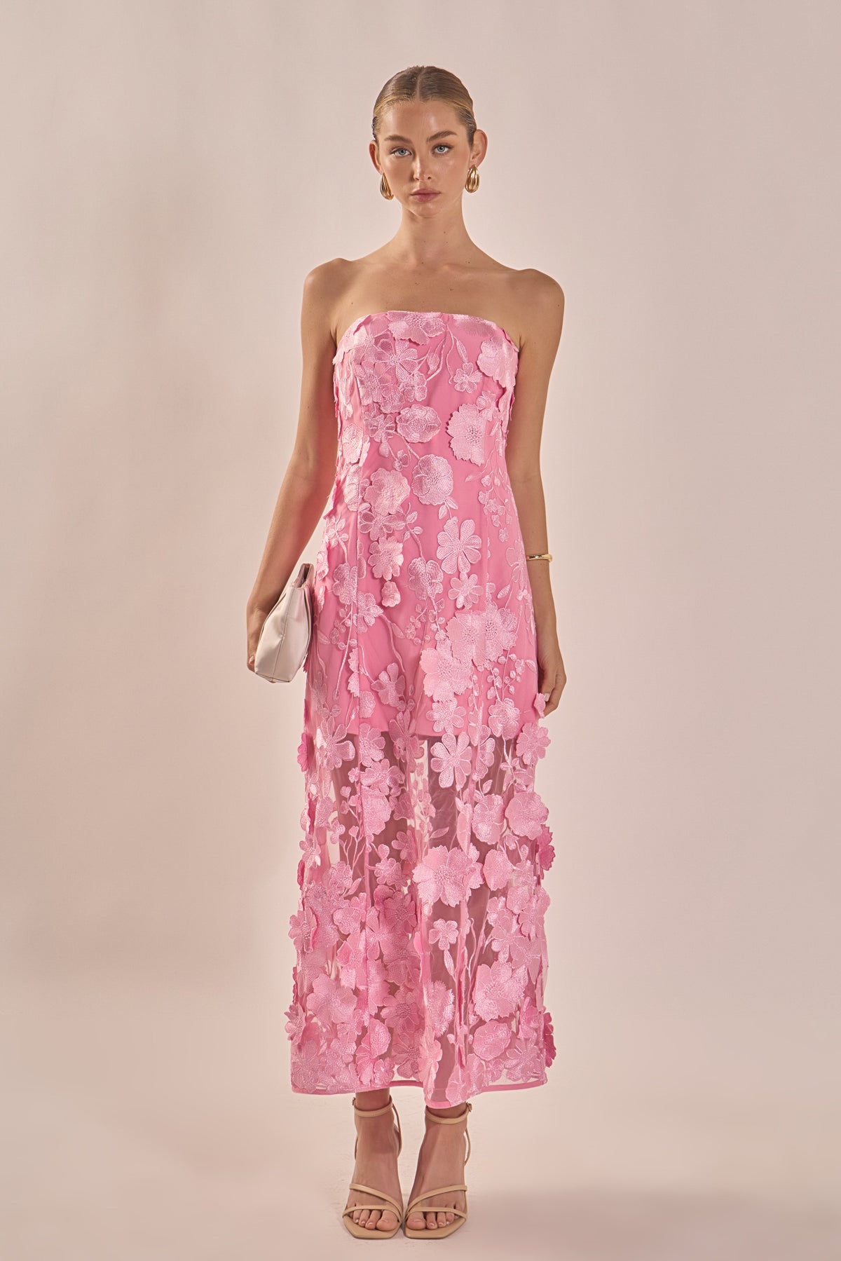 Endless Rose Quality | Strapless Floral Embroidered Maxi Dress