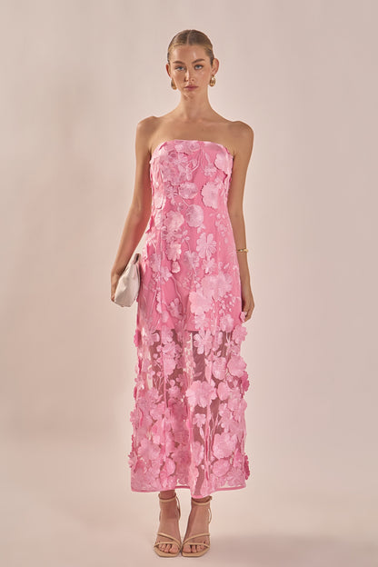 Endless Rose Quality | Strapless Floral Embroidered Maxi Dress