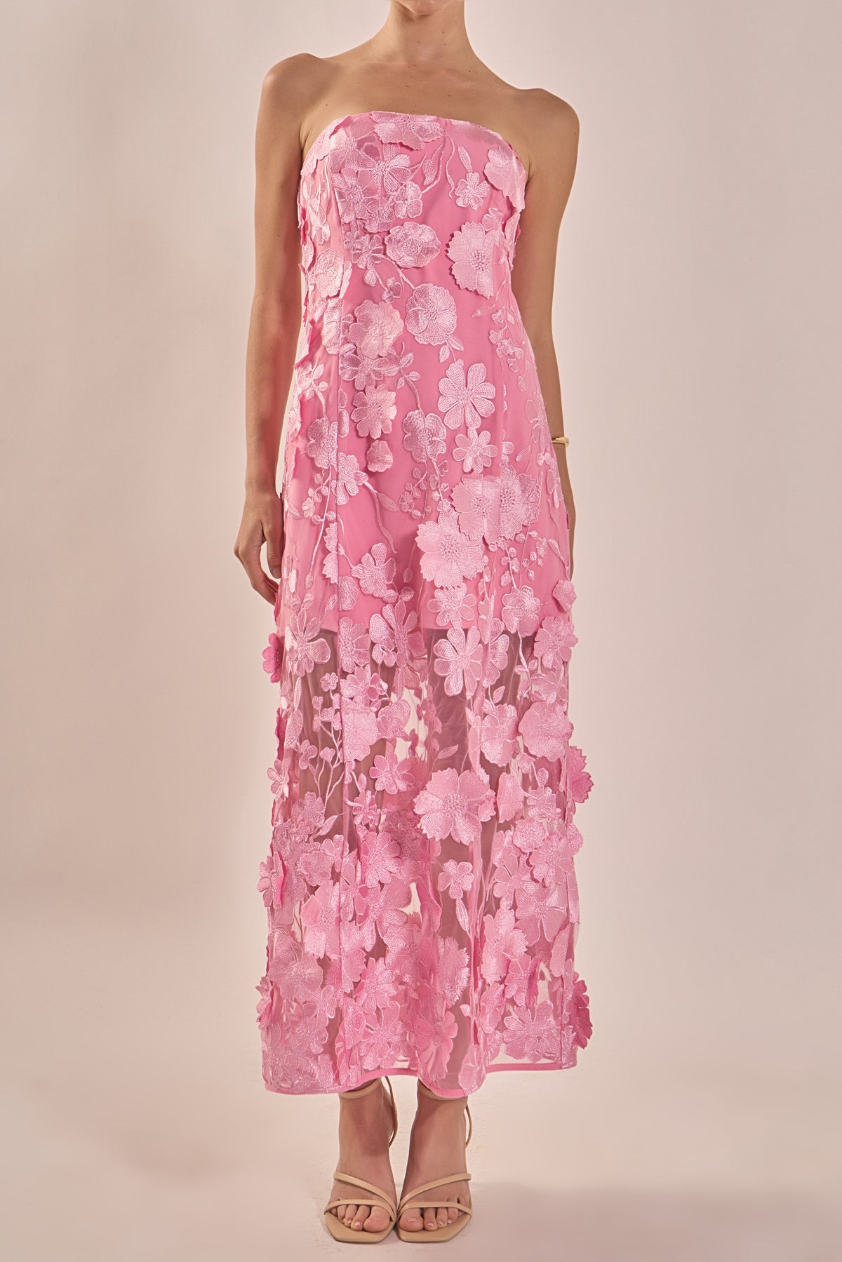 Endless Rose Quality | Strapless Floral Embroidered Maxi Dress