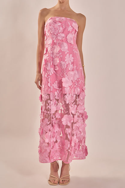 Endless Rose Quality | Strapless Floral Embroidered Maxi Dress
