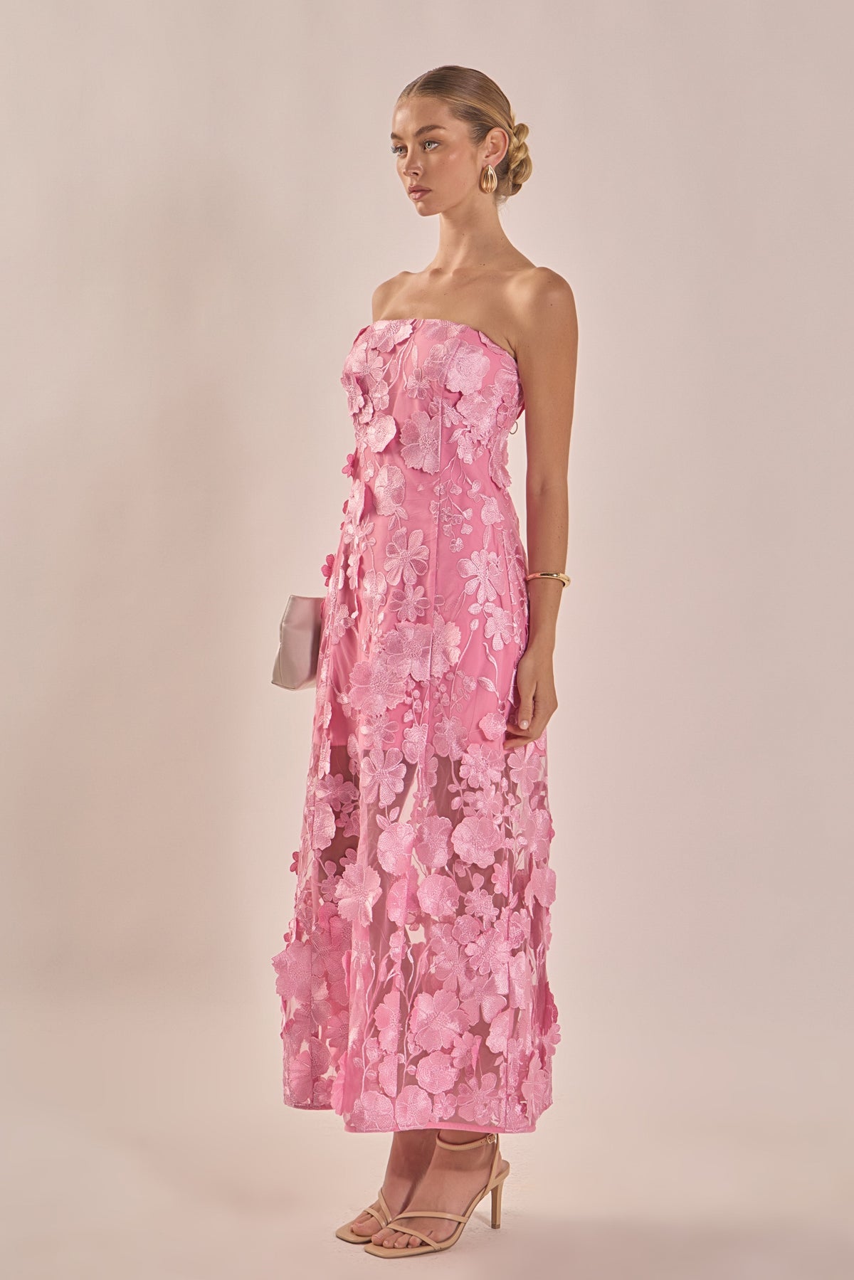 Endless Rose Quality | Strapless Floral Embroidered Maxi Dress