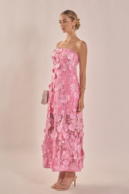 Endless Rose Quality | Strapless Floral Embroidered Maxi Dress