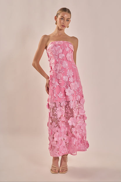 Endless Rose Quality | Strapless Floral Embroidered Maxi Dress