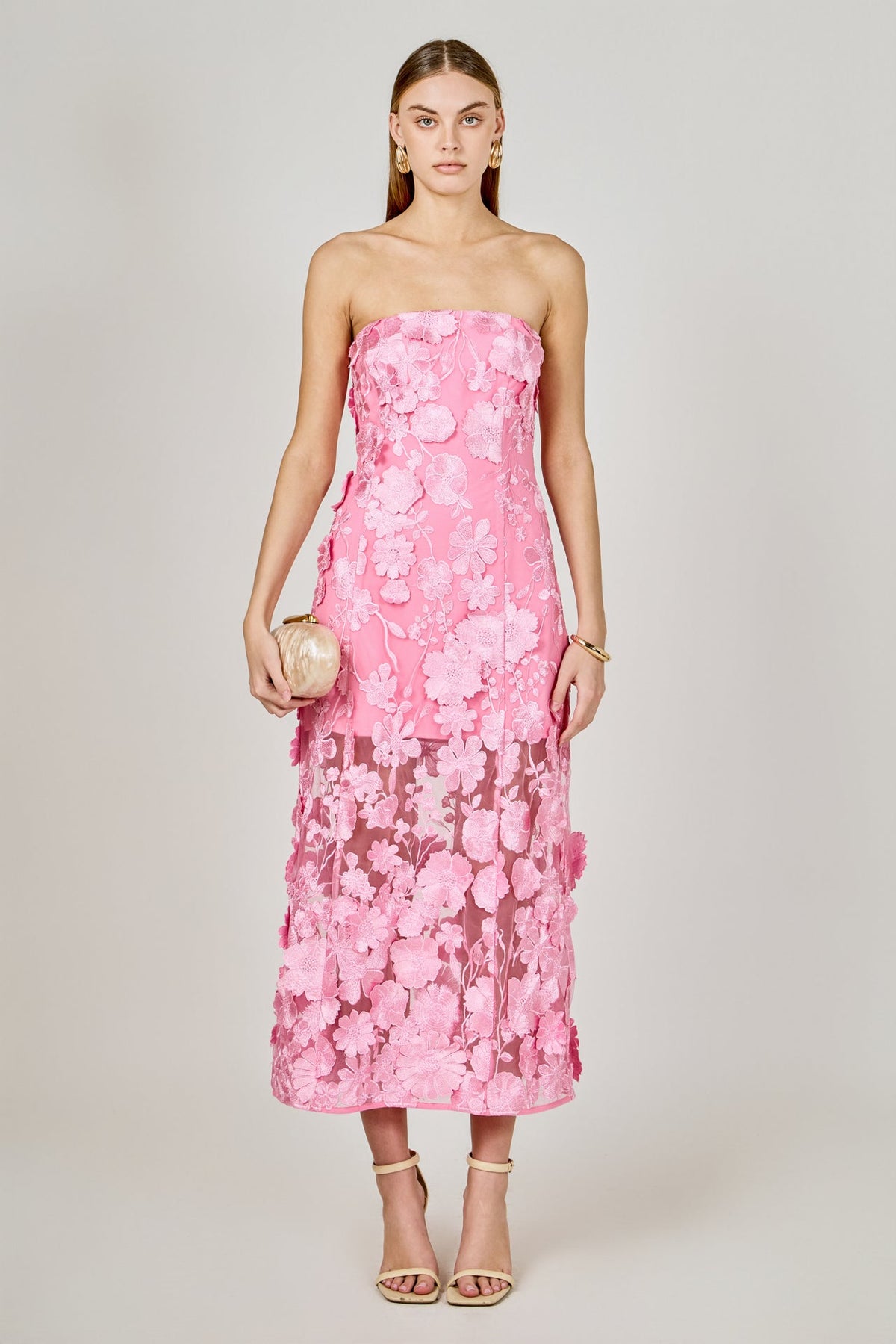 Endless Rose Quality | Strapless Floral Embroidered Maxi Dress