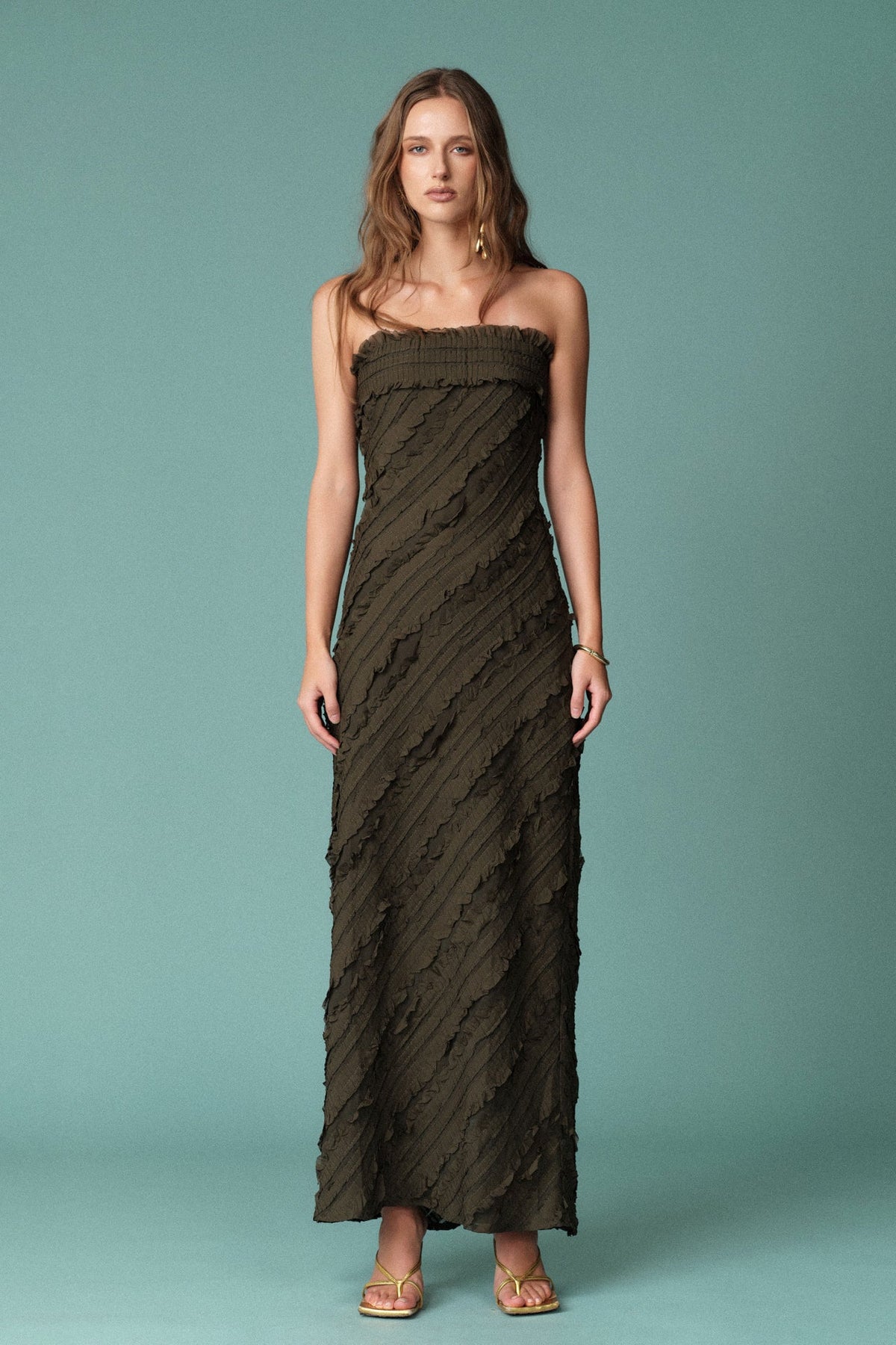 Endless Rose Featured | Strapless Ruffled Maxi Dress