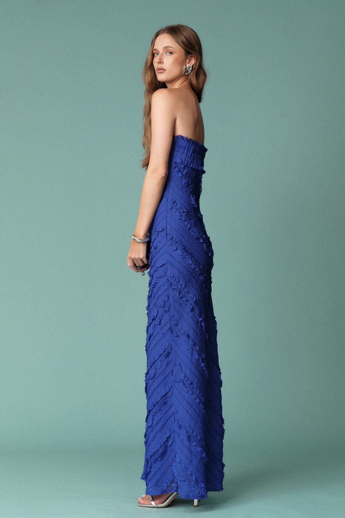 Endless Rose Featured | Strapless Ruffled Maxi Dress