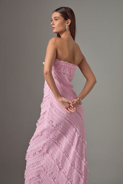 Endless Rose Featured | Strapless Ruffled Maxi Dress