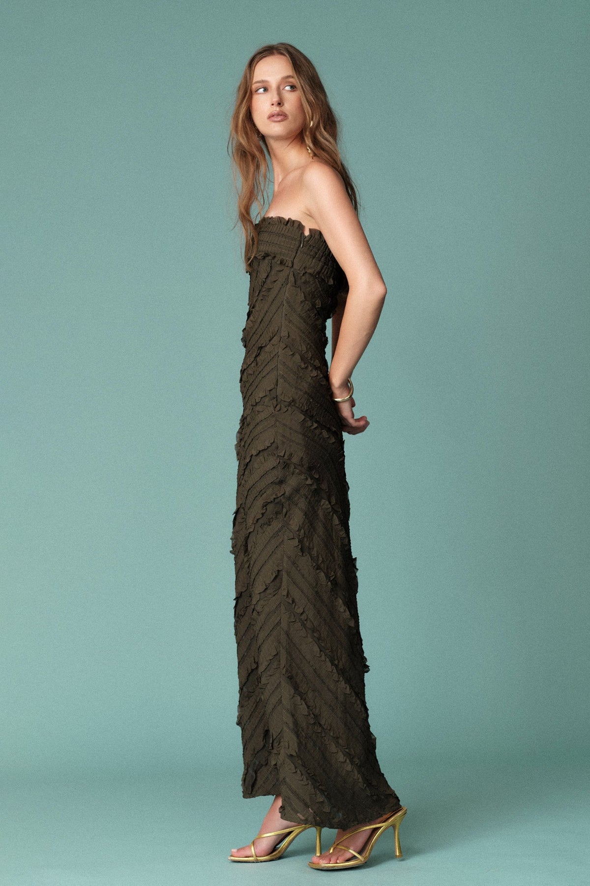 Endless Rose Featured | Strapless Ruffled Maxi Dress