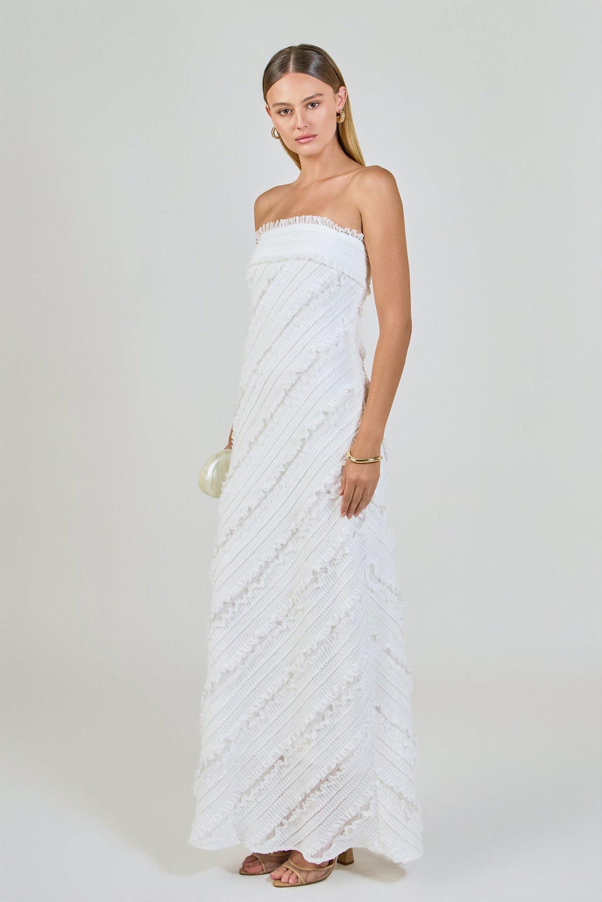 Endless Rose Featured | Strapless Ruffled Maxi Dress