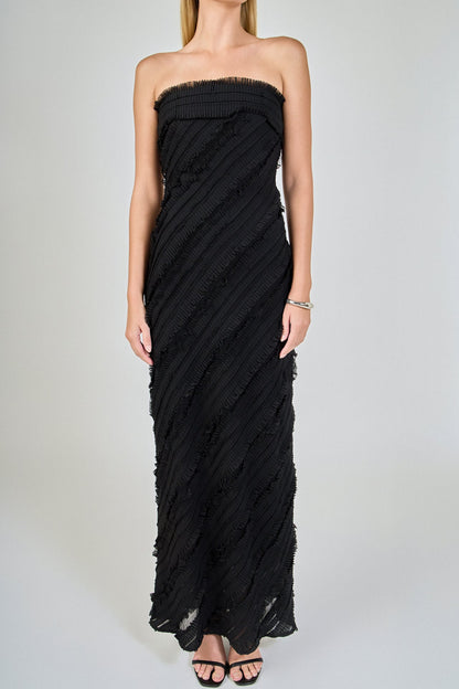 Endless Rose Featured | Strapless Ruffled Maxi Dress