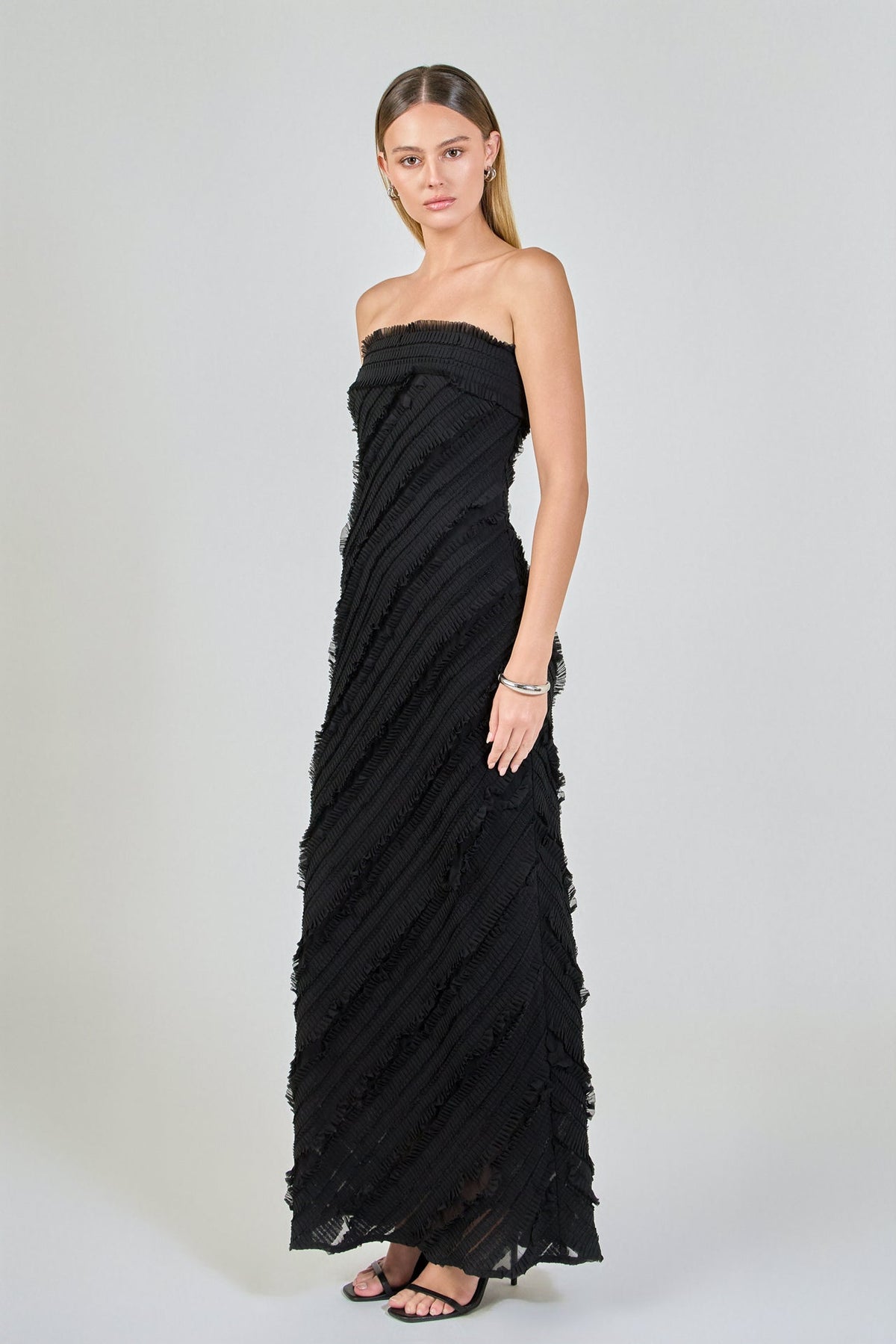 Endless Rose Featured | Strapless Ruffled Maxi Dress