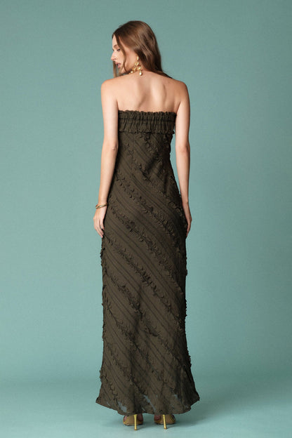 Endless Rose Featured | Strapless Ruffled Maxi Dress