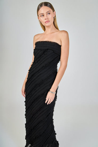 Endless Rose Featured | Strapless Ruffled Maxi Dress