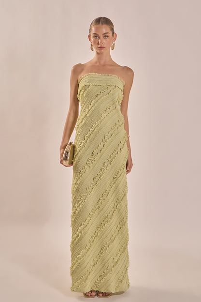 Endless Rose Featured | Strapless Ruffled Maxi Dress