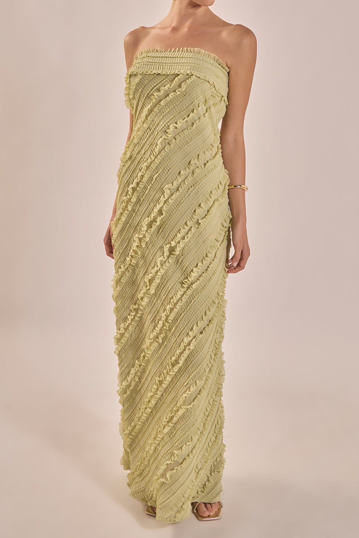 Endless Rose Featured | Strapless Ruffled Maxi Dress