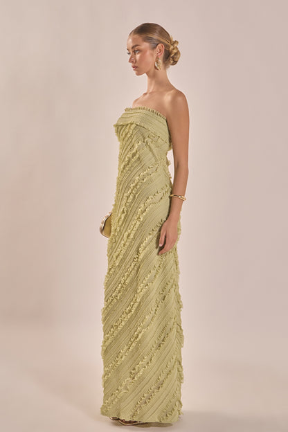 Endless Rose Featured | Strapless Ruffled Maxi Dress