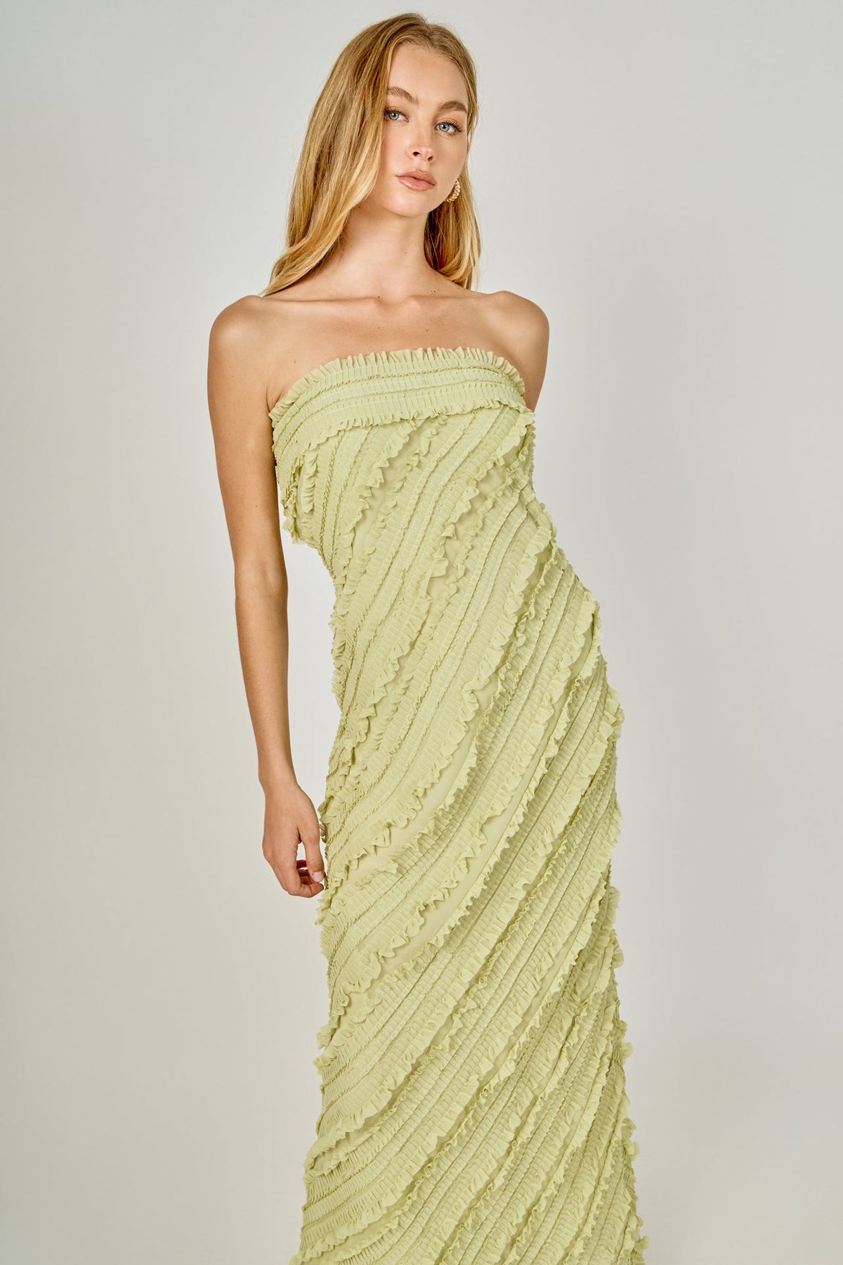 Endless Rose Featured | Strapless Ruffled Maxi Dress