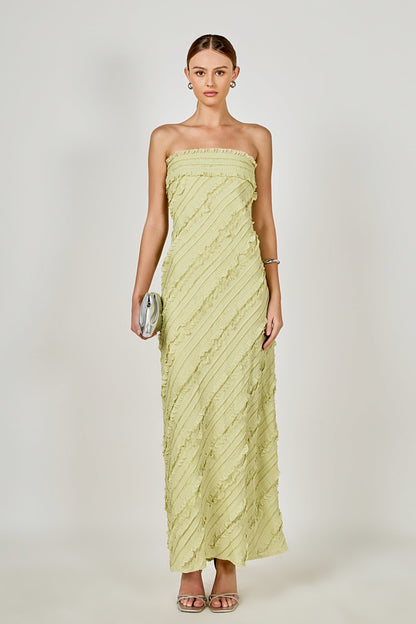 Endless Rose Featured | Strapless Ruffled Maxi Dress